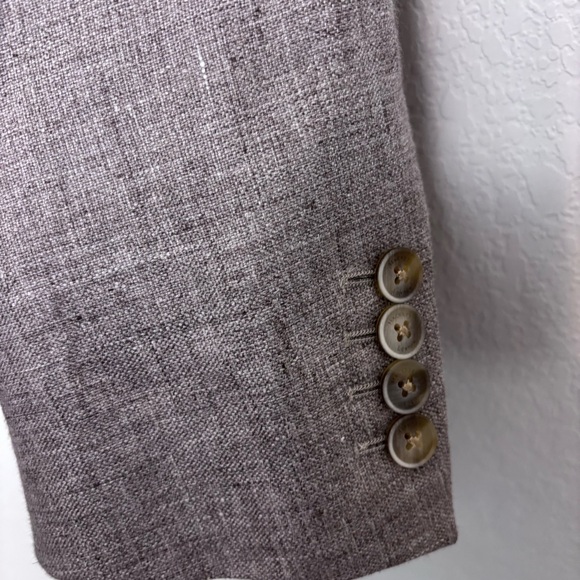Hackett London Taupe Linen Delave Hopsack Blazer Men’s 46R Work Classic Wedding - Picture 4 of 16